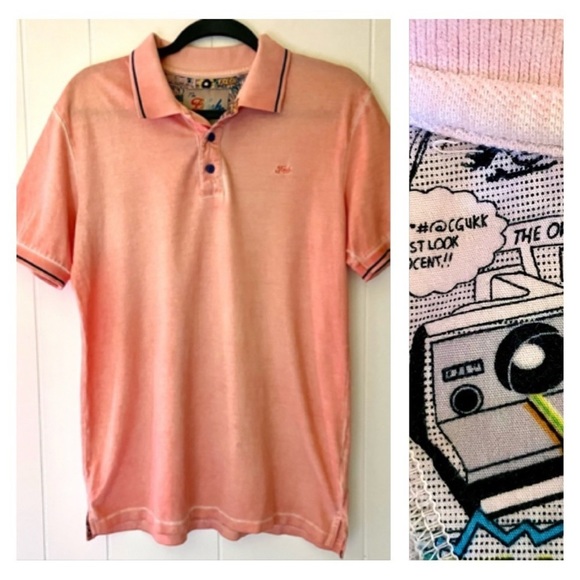 Other - Mens The Fresh Brand Vintage Label Orange Polo Pop Art